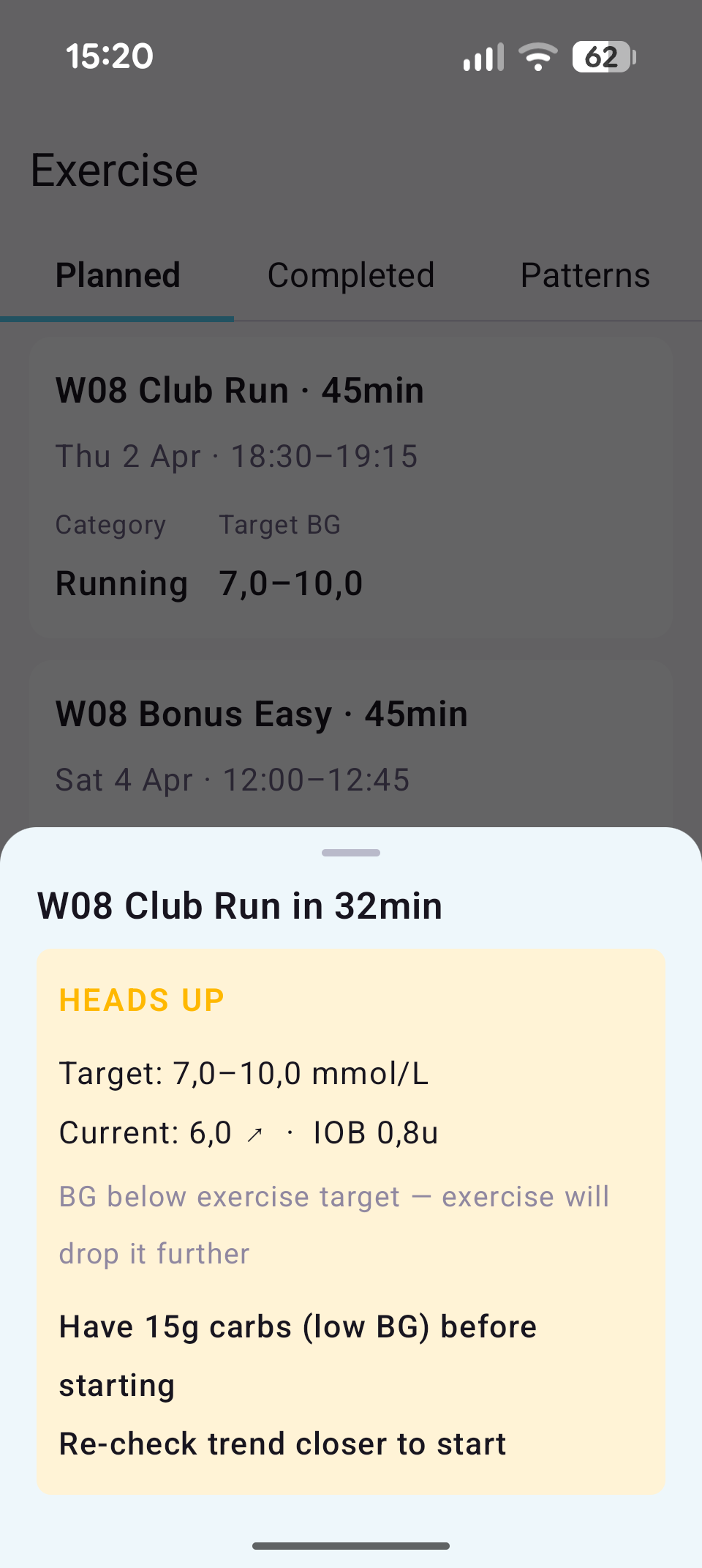 Pre-activity guidance